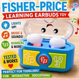 Fisher Price Toy Earbuds Learning Music Numbers Light Up Tested Works